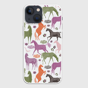 Чехол для iPhone 13 mini с принтом лошадки в Белгороде,  |  | horse | horseshoe | акварель | головалошади | грива | жеребец | животные | конь | лошадь | лошадьскрыльями | подкова | природа | рисуноккрасками