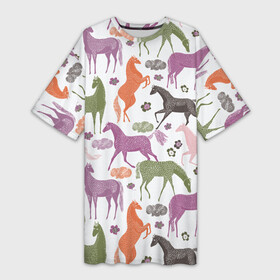 Платье-футболка 3D с принтом лошадки в Белгороде,  |  | horse | horseshoe | акварель | головалошади | грива | жеребец | животные | конь | лошадь | лошадьскрыльями | подкова | природа | рисуноккрасками