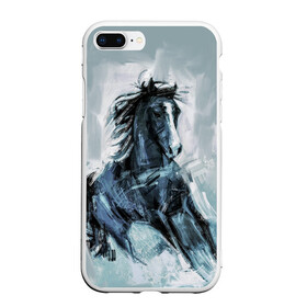 Чехол для iPhone 7Plus/8 Plus матовый с принтом нарисованный конь в Белгороде, Силикон | Область печати: задняя сторона чехла, без боковых панелей | horse | horseshoe | акварель | головалошади | грива | жеребец | животные | конь | лошадь | лошадьскрыльями | подкова | природа | рисуноккрасками