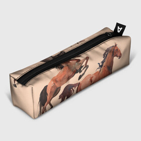 Пенал 3D с принтом кони в Белгороде, 100% полиэстер | плотная ткань, застежка на молнии | horse | horseshoe | акварель | головалошади | грива | жеребец | животные | конь | лошадь | лошадьскрыльями | подкова | природа | рисуноккрасками
