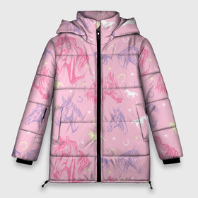 Женская зимняя куртка 3D с принтом лошади на розовом фоне в Белгороде, верх — 100% полиэстер; подкладка — 100% полиэстер; утеплитель — 100% полиэстер | длина ниже бедра, силуэт Оверсайз. Есть воротник-стойка, отстегивающийся капюшон и ветрозащитная планка. 

Боковые карманы с листочкой на кнопках и внутренний карман на молнии | horse | horseshoe | акварель | головалошади | грива | жеребец | животные | конь | лошадь | лошадьскрыльями | подкова | природа | рисуноккрасками