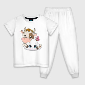 Детская пижама хлопок с принтом Бычок на облачке в Белгороде, 100% хлопок |  брюки и футболка прямого кроя, без карманов, на брюках мягкая резинка на поясе и по низу штанин
 | Тематика изображения на принте: 