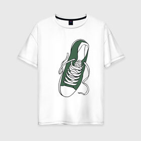 Женская футболка хлопок Oversize с принтом кроссовок в Белгороде, 100% хлопок | свободный крой, круглый ворот, спущенный рукав, длина до линии бедер
 | влюбленных | день святого валентина | для двоих | для пар | кеды | кроссовок | парные | подарок | симпсоны