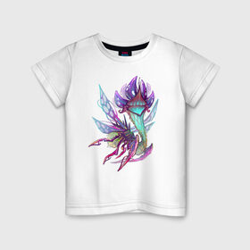 Детская футболка хлопок с принтом Фэнтези насекомое в Белгороде, 100% хлопок | круглый вырез горловины, полуприлегающий силуэт, длина до линии бедер | creature | fantazy | flower | насекомое | фэнтези | цветы | цифровой рисунок