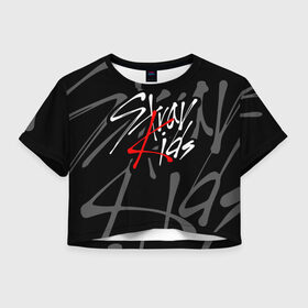 Женская футболка Crop-top 3D с принтом STRAY KIDS в Белгороде, 100% полиэстер | круглая горловина, длина футболки до линии талии, рукава с отворотами | bang chan | changbin | felix | han | hyunjin | i.n. | k pop | lee know | seungmin | skz | stray kids | идолы | к поп