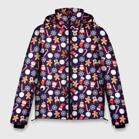Мужская зимняя куртка 3D с принтом Новый Год в Белгороде, верх — 100% полиэстер; подкладка — 100% полиэстер; утеплитель — 100% полиэстер | длина ниже бедра, свободный силуэт Оверсайз. Есть воротник-стойка, отстегивающийся капюшон и ветрозащитная планка. 

Боковые карманы с листочкой на кнопках и внутренний карман на молнии. | Тематика изображения на принте: christmas | merry christmas | дед мороз | елочные шары | игрушки | новогодняя ёлка | новый год | подарок | праздник | рождество | с новым годом | санта клаус | снегурочка | снежинки | украшения