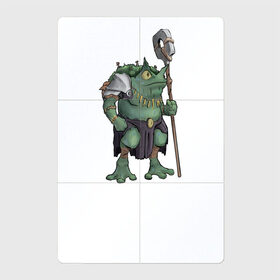 Магнитный плакат 2Х3 с принтом Воин жабалюд в Белгороде, Полимерный материал с магнитным слоем | 6 деталей размером 9*9 см | frog | green | staff | warrior | воин | жаба | зеленый | ил | посох