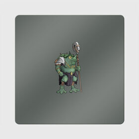 Магнит виниловый Квадрат с принтом Жабалюд войн в Белгороде, полимерный материал с магнитным слоем | размер 9*9 см, закругленные углы | frog | green | staff | warrior | воин | жаба | зеленый | ил | посох