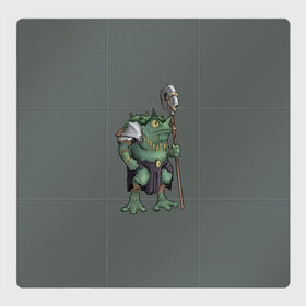 Магнитный плакат 3Х3 с принтом Жабалюд войн в Белгороде, Полимерный материал с магнитным слоем | 9 деталей размером 9*9 см | frog | green | staff | warrior | воин | жаба | зеленый | ил | посох