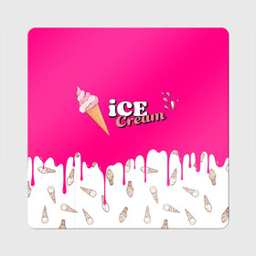 Магнит виниловый Квадрат с принтом Ice Cream BlackPink в Белгороде, полимерный материал с магнитным слоем | размер 9*9 см, закругленные углы | Тематика изображения на принте: blackpink | blink | bts | exo | icecream | jennie | jisoo | korea | kpop | lisa | love | rose | блекпинк | девушки | корея | кпоп | музыка