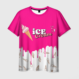 Мужская футболка 3D с принтом Ice Cream BlackPink в Белгороде, 100% полиэфир | прямой крой, круглый вырез горловины, длина до линии бедер | blackpink | blink | bts | exo | icecream | jennie | jisoo | korea | kpop | lisa | love | rose | блекпинк | девушки | корея | кпоп | музыка