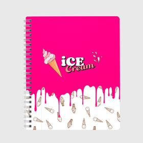 Тетрадь с принтом Ice Cream BlackPink в Белгороде, 100% бумага | 48 листов, плотность листов — 60 г/м2, плотность картонной обложки — 250 г/м2. Листы скреплены сбоку удобной пружинной спиралью. Уголки страниц и обложки скругленные. Цвет линий — светло-серый
 | Тематика изображения на принте: blackpink | blink | bts | exo | icecream | jennie | jisoo | korea | kpop | lisa | love | rose | блекпинк | девушки | корея | кпоп | музыка