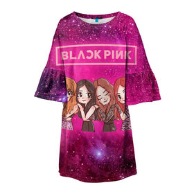 Детское платье 3D с принтом Black Pink в Белгороде, 100% полиэстер | прямой силуэт, чуть расширенный к низу. Круглая горловина, на рукавах — воланы | blackpink | blink | bts | exo | icecream | jennie | jisoo | korea | kpop | lisa | love | rose | блекпинк | девушки | корея | кпоп | музыка