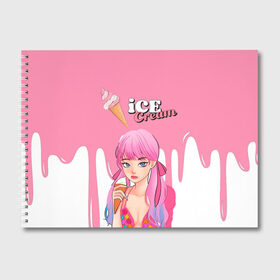 Альбом для рисования с принтом BLACKPINK Ice Cream в Белгороде, 100% бумага
 | матовая бумага, плотность 200 мг. | Тематика изображения на принте: blackpink | blink | bts | exo | icecream | jennie | jisoo | korea | kpop | lisa | love | rose | блекпинк | девушки | корея | кпоп | музыка