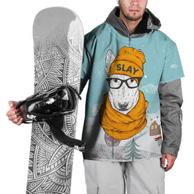Накидка на куртку 3D с принтом Бультерьер в Белгороде, 100% полиэстер |  | Тематика изображения на принте: slay | белая собака | бультерьер | пес | псина | собака | собака в шапке | собачка