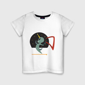 Детская футболка хлопок с принтом Norman Alien в Белгороде, 100% хлопок | круглый вырез горловины, полуприлегающий силуэт, длина до линии бедер | alien | единорог | космос | пришелец