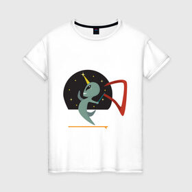 Женская футболка хлопок с принтом Norman Alien в Белгороде, 100% хлопок | прямой крой, круглый вырез горловины, длина до линии бедер, слегка спущенное плечо | alien | единорог | космос | пришелец