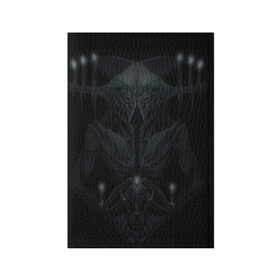 Обложка для паспорта матовая кожа с принтом Alien в Белгороде, натуральная матовая кожа | размер 19,3 х 13,7 см; прозрачные пластиковые крепления | козел | пришелец | свечи | хоррор
