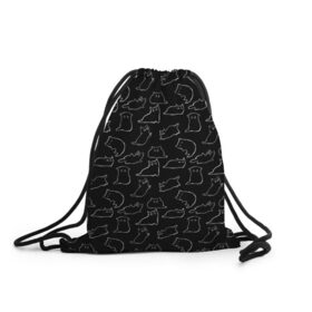 Рюкзак-мешок 3D с принтом Cats в Белгороде, 100% полиэстер | плотность ткани — 200 г/м2, размер — 35 х 45 см; лямки — толстые шнурки, застежка на шнуровке, без карманов и подкладки | cats. black | doodle | белое | забавно | кот | котики | кошки | милое | минимализм | черное