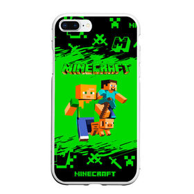Чехол для iPhone 7Plus/8 Plus матовый с принтом Minecraft в Белгороде, Силикон | Область печати: задняя сторона чехла, без боковых панелей | minecraft | алекс | белый | блоки | взрывчатка | визера | гаст | добывать | дракон | зеленая | зеленый куб | зомби | игра | кирка | крафт | крипер | кубики | лошадка | майн | майнкрафт | манкрафт | меч | оцелот