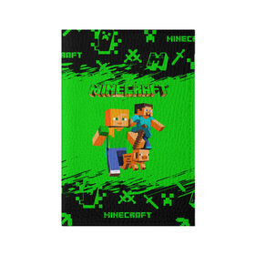 Обложка для паспорта матовая кожа с принтом Minecraft в Белгороде, натуральная матовая кожа | размер 19,3 х 13,7 см; прозрачные пластиковые крепления | minecraft | алекс | белый | блоки | взрывчатка | визера | гаст | добывать | дракон | зеленая | зеленый куб | зомби | игра | кирка | крафт | крипер | кубики | лошадка | майн | майнкрафт | манкрафт | меч | оцелот