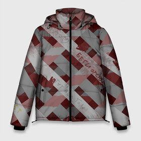 Мужская зимняя куртка 3D с принтом Красная решётка в Белгороде, верх — 100% полиэстер; подкладка — 100% полиэстер; утеплитель — 100% полиэстер | длина ниже бедра, свободный силуэт Оверсайз. Есть воротник-стойка, отстегивающийся капюшон и ветрозащитная планка. 

Боковые карманы с листочкой на кнопках и внутренний карман на молнии. | иероглифы | кровь | металл | надписи | послание