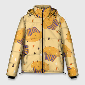 Мужская зимняя куртка 3D с принтом Капкейки на желтом фоне в Белгороде, верх — 100% полиэстер; подкладка — 100% полиэстер; утеплитель — 100% полиэстер | длина ниже бедра, свободный силуэт Оверсайз. Есть воротник-стойка, отстегивающийся капюшон и ветрозащитная планка. 

Боковые карманы с листочкой на кнопках и внутренний карман на молнии. | Тематика изображения на принте: еда | желтый | капкейки | кондитер | оранжевый | паттерн | пирожное | повар | сладости | узор | хеллоуин