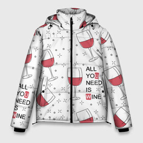 Мужская зимняя куртка 3D с принтом Узор Винишко в Белгороде, верх — 100% полиэстер; подкладка — 100% полиэстер; утеплитель — 100% полиэстер | длина ниже бедра, свободный силуэт Оверсайз. Есть воротник-стойка, отстегивающийся капюшон и ветрозащитная планка. 

Боковые карманы с листочкой на кнопках и внутренний карман на молнии. | Тематика изображения на принте: all you need is wine | wine | винишко | вино | красное | надписи | узор