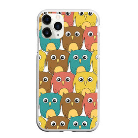 Чехол для iPhone 11 Pro матовый с принтом Разноцветные совы в Белгороде, Силикон |  | детский | лесной | мультяшный | паттерн | разноцветный | сова | совушки | совы | узор