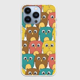 Чехол для iPhone 13 Pro с принтом Разноцветные совы в Белгороде,  |  | детский | лесной | мультяшный | паттерн | разноцветный | сова | совушки | совы | узор