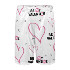 Детские спортивные шорты 3D с принтом Be My Valentine в Белгороде,  100% полиэстер
 | пояс оформлен широкой мягкой резинкой, ткань тянется
 | be my valentine | будь моим валентином | влюбленным | день святого валентина | пара | сердечки | узор