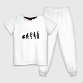 Детская пижама хлопок с принтом Эволюция Коронавирус - Черный в Белгороде, 100% хлопок |  брюки и футболка прямого кроя, без карманов, на брюках мягкая резинка на поясе и по низу штанин
 | белый | вирус | изоляция | ковид | коронавирус | маска | эволюция