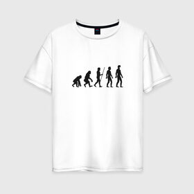 Женская футболка хлопок Oversize с принтом Эволюция Коронавирус - Черный в Белгороде, 100% хлопок | свободный крой, круглый ворот, спущенный рукав, длина до линии бедер
 | белый | вирус | изоляция | ковид | коронавирус | маска | эволюция