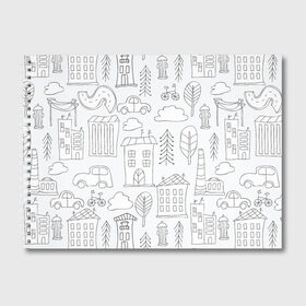 Альбом для рисования с принтом Нарисованный город в Белгороде, 100% бумага
 | матовая бумага, плотность 200 мг. | белый | город | городской | дудлинг | нарисованный | серый | узор