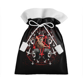 Подарочный 3D мешок с принтом Satanic Cat в Белгороде, 100% полиэстер | Размер: 29*39 см | Тематика изображения на принте: satan | киска | кот | кот мем | кошечка | кошка | кошки и коты | лиса | лисы | мем | мемы | с кошкой | сатана