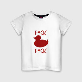 Детская футболка хлопок с принтом уточка в Белгороде, 100% хлопок | круглый вырез горловины, полуприлегающий силуэт, длина до линии бедер | black | doodle | white | белое | забавно | минимализм | птицы | текст | утки | черное