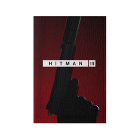 Обложка для паспорта матовая кожа с принтом Hitman III в Белгороде, натуральная матовая кожа | размер 19,3 х 13,7 см; прозрачные пластиковые крепления | Тематика изображения на принте: hitman | hitman 3 | hitman iii | красный | надпись | пистолет | хитман | хитман 3