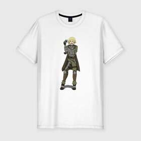 Мужская футболка хлопок Slim с принтом Наемница в Белгороде, 92% хлопок, 8% лайкра | приталенный силуэт, круглый вырез ворота, длина до линии бедра, короткий рукав | блондинка | воин | доспехи | наемница | язвительность
