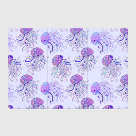 Магнитный плакат 3Х2 с принтом Узор Медуза в Белгороде, Полимерный материал с магнитным слоем | 6 деталей размером 9*9 см | Тематика изображения на принте: завитушки | медуза | море | морской | паттерн | розовый | узор | фиолетовый