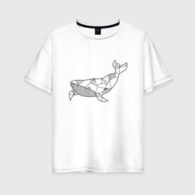 Женская футболка хлопок Oversize с принтом Графический кит в Белгороде, 100% хлопок | свободный крой, круглый ворот, спущенный рукав, длина до линии бедер
 | графика | кит | линии | морской | рисунок | узор