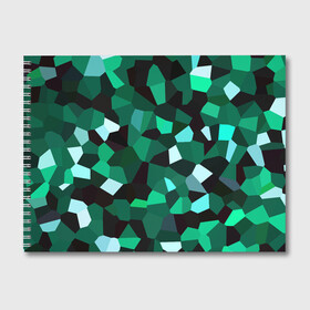 Альбом для рисования с принтом Имеральд в Белгороде, 100% бумага
 | матовая бумага, плотность 200 мг. | camouflage | casual style | geometry | green | hexagon | polygonal | stripes | texture | гексагон | геометрические | геометрия | городской | изумруд | камуфляж | кристаллы | милитари | мозаика | объемный | повседневный | полигон
