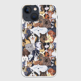 Чехол для iPhone 13 mini с принтом Dogs в Белгороде,  |  | cобака | доберман | животное | звери | кинолог | корги | милый | мордочка | овчарка | паттерн | пес | пудель | стикербомбинг | щенок | я люблю собак