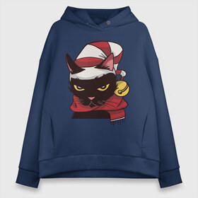 Женское худи Oversize хлопок с принтом Christmas Cat в Белгороде, френч-терри — 70% хлопок, 30% полиэстер. Мягкий теплый начес внутри —100% хлопок | боковые карманы, эластичные манжеты и нижняя кромка, капюшон на магнитной кнопке | animal | art | cat | christmas | christmas cat | kitty | new year | арт | животное | кот | котик | кошка | новогодний кот | новый год | рождество