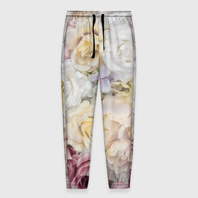 Мужские брюки 3D с принтом Нежные Цветы в Белгороде, 100% полиэстер | манжеты по низу, эластичный пояс регулируется шнурком, по бокам два кармана без застежек, внутренняя часть кармана из мелкой сетки | Тематика изображения на принте: белый | розовый | розы | сирень | цветок