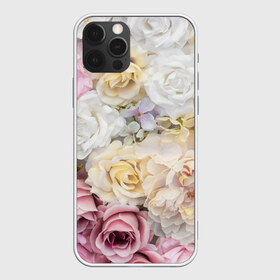 Чехол для iPhone 12 Pro Max с принтом Нежные Цветы в Белгороде, Силикон |  | белый | розовый | розы | сирень | цветок