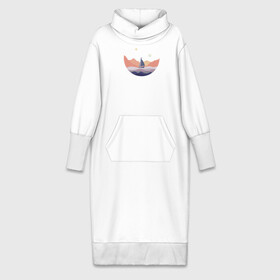 Платье удлиненное хлопок с принтом Яхта в океане в Белгороде,  |  | лодка | море | океан | путешествия | яхта | яхтинг