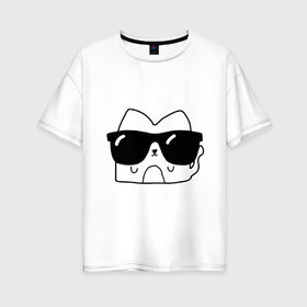 Женская футболка хлопок Oversize с принтом Кот Зефир в очках в Белгороде, 100% хлопок | свободный крой, круглый ворот, спущенный рукав, длина до линии бедер
 | 
