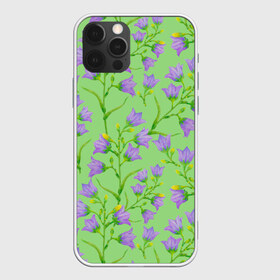 Чехол для iPhone 12 Pro Max с принтом Колокольчики на зеленом фоне в Белгороде, Силикон |  | 8 марта | flowers | summer | зеленый | колокольчики | лето | праздник | природа | растения | фиолетовый | цветы