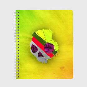 Тетрадь с принтом SKULL MINIMAL в Белгороде, 100% бумага | 48 листов, плотность листов — 60 г/м2, плотность картонной обложки — 250 г/м2. Листы скреплены сбоку удобной пружинной спиралью. Уголки страниц и обложки скругленные. Цвет линий — светло-серый
 | 1scandy | abstract | art | dead | music | rock | scandy | skeleton | skull | skullcandy | skulls | style | абстракция | арт | градиент | кости | минимализм | музыка | пират | пираты | подарок | рок | скелет | скулл | стиль | текстура | техно | 