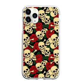 Чехол для iPhone 11 Pro Max матовый с принтом Черепки с Розами в Белгороде, Силикон |  | skulls | xo | букет | градиент | животные | кости | мозги | паттерн | полосы | природа | розы | скелет | текстура | узор | хо | цветы | черепа | черный | яркий